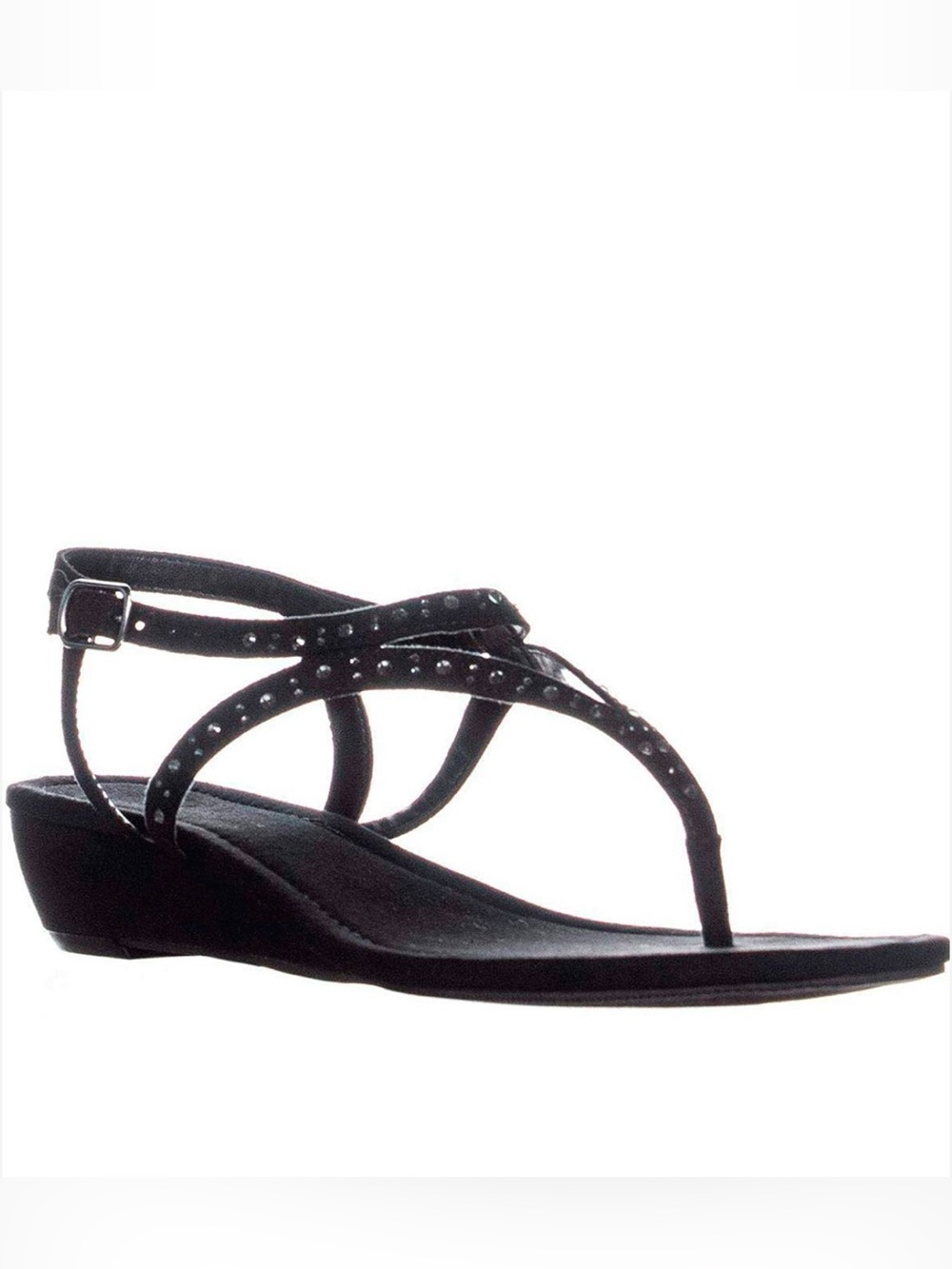 Style & Co Hareet Wedge Sandals Manmade Black size 6.5